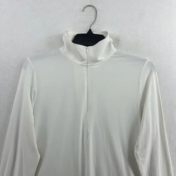 Lands' End Active Shirt Womens Sz S White Mock Neck 1/4 Zip Long Sleeve Pockets - Picture 6 of 15